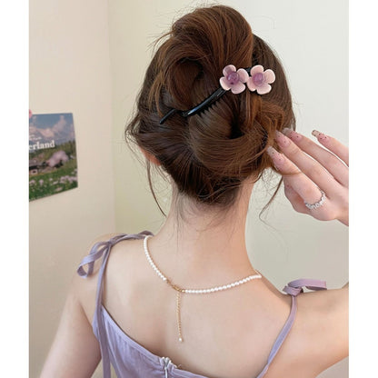 Vintage Flower Twist Clamp Handmade Flower Hair Barrettes Fashion Strong Hold Hairpin For Ponytail-NN01