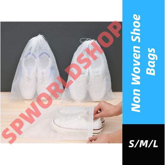 (READYSTOCK) Non Woven Shoe Bags Waterproof Drawstring Storage Bags Travel Storage Bags Dustproof Shoe Bag 无纺布防水鞋袋