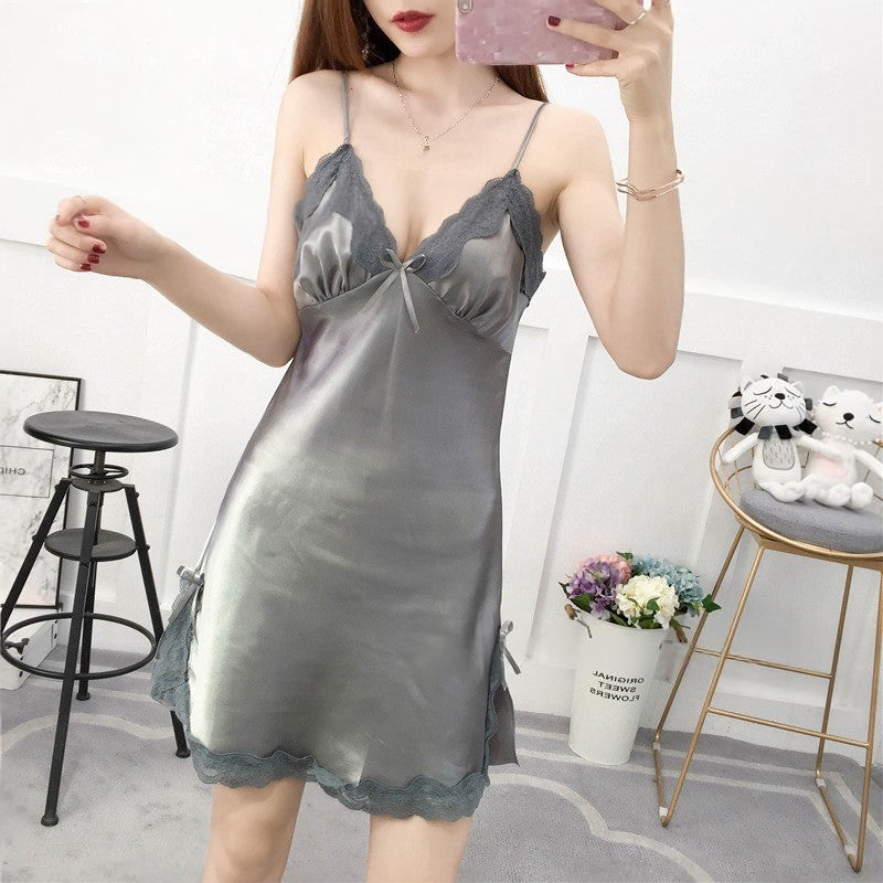 【READY STOCK】Sexy Lingerie Nightdress Set | Women Lace Sleepwear Babydoll | Sheer Nightgown Robe Sleepwear 性感睡衣 8510