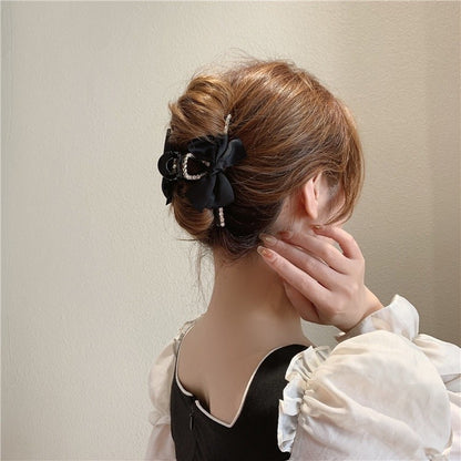 Elegant Rhinestone Fairy Bow Hair Clips Hair Claws Temperament Shark Clip Clamp Hairpin CSW1020