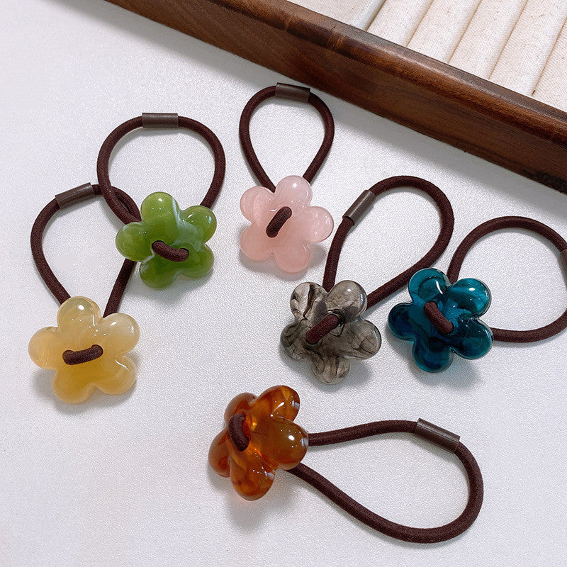 Hair Rope Flower Rubber Bands Women Hair Bands Sweet Hair Ties Flower Scrunchies-FqF5 花朵橡皮筋发绳