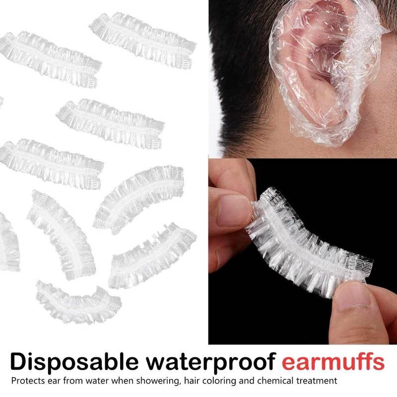 READY STOCK!!! 100PCS Disposable Ear Care Protector Covers Shower Caps For Ears Clear 透明防水浴帽 耳罩