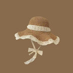 【READY STOCK】Straw Sun Hat | Pastoral Beach Wide Brim Hat UV Protection Cap | Topi Jerami Wanita Pantai |防晒出游草帽