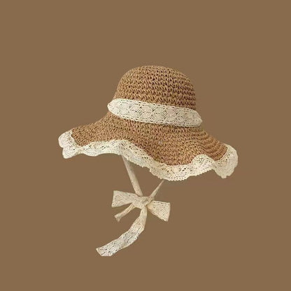 【READY STOCK】Straw Sun Hat | Pastoral Beach Wide Brim Hat UV Protection Cap | Topi Jerami Wanita Pantai |防晒出游草帽
