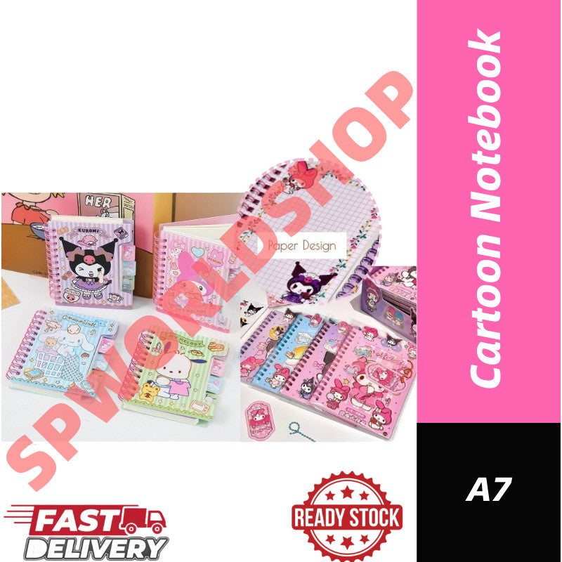 【READY STOCK】Cute Cartoon Portable Notebook | Mini Pocket Journal | Kawaii Stationery for School & Office 可爱卡通记事本