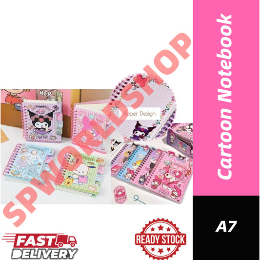 【READY STOCK】Cute Cartoon Portable Notebook | Mini Pocket Journal | Kawaii Stationery for School & Office 可爱卡通记事本