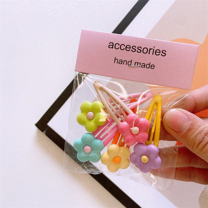 5Pcs/Set Cartoon Hairpins For Baby Girls Cute Flower Hair Clips Animal Mini Hairclips Kids-CSW1015