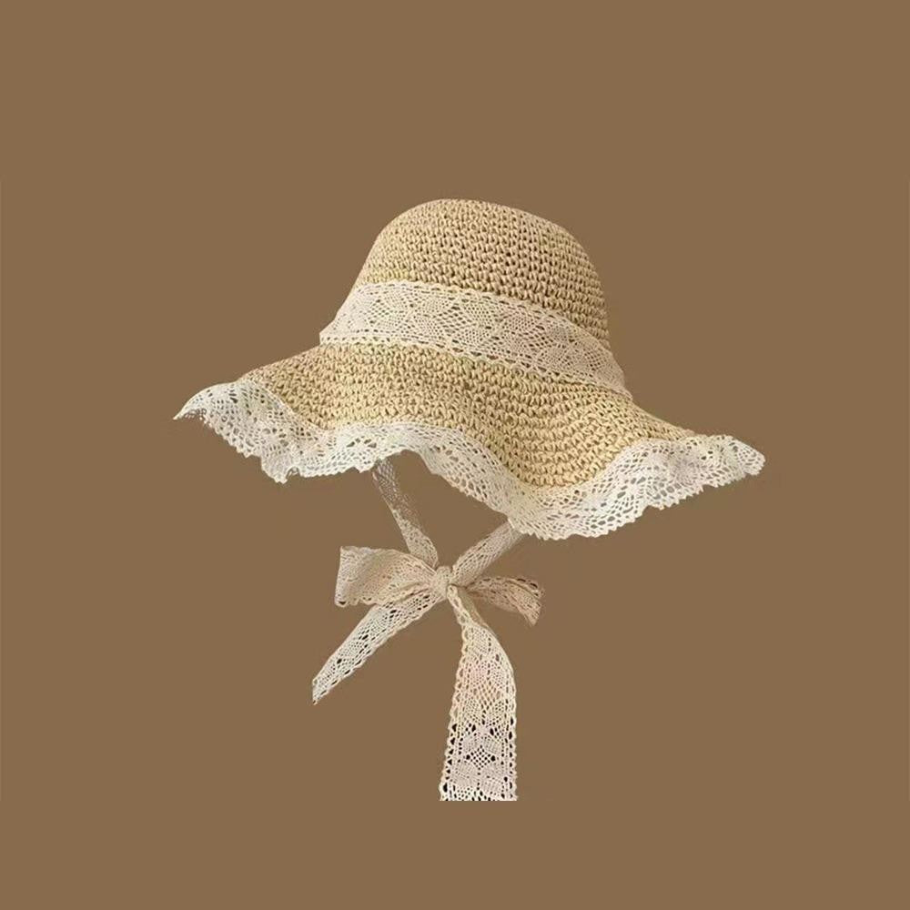 【READY STOCK】Straw Sun Hat | Pastoral Beach Wide Brim Hat UV Protection Cap | Topi Jerami Wanita Pantai |防晒出游草帽