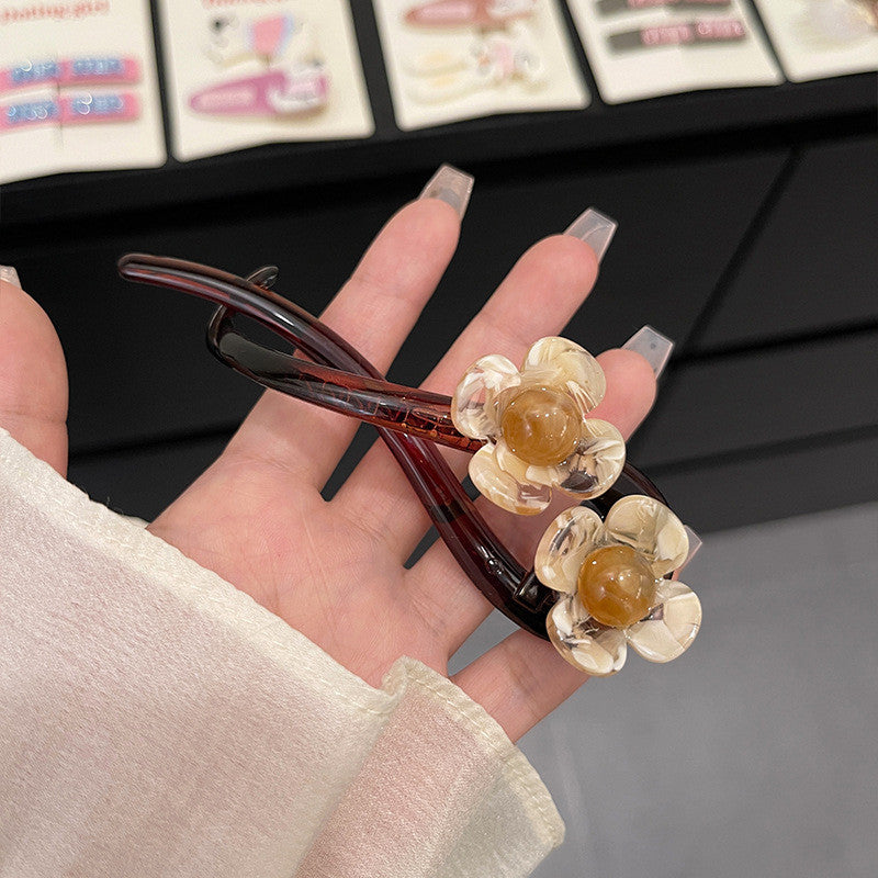Vintage Flower Twist Clamp Handmade Flower Hair Barrettes Fashion Strong Hold Hairpin For Ponytail-NN01