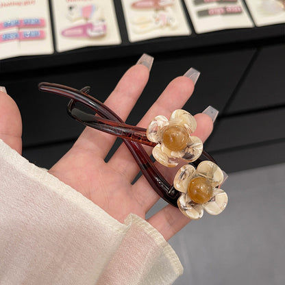 Vintage Flower Twist Clamp Handmade Flower Hair Barrettes Fashion Strong Hold Hairpin For Ponytail-NN01