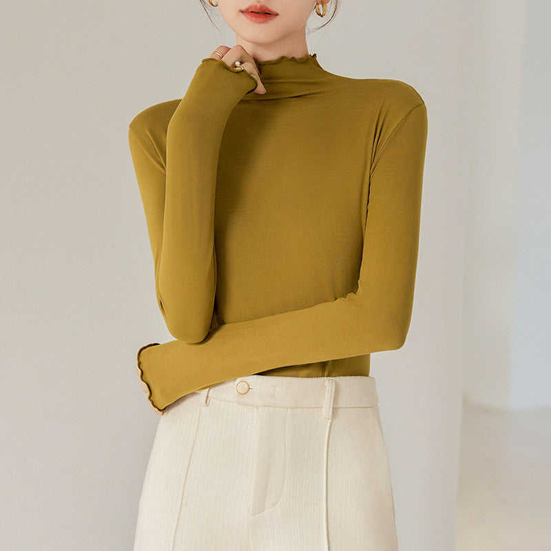 Women’s Mock Neck Inner Wear | Soft Modal Long Sleeve Top | Muslimah Inner Baju Perempuan E516 | Skin-Friendly Layering 莫代尔高领打底衫 丝滑透气 叠穿必备