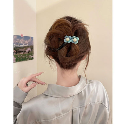 Vintage Flower Twist Clamp Handmade Flower Hair Barrettes Fashion Strong Hold Hairpin For Ponytail-NN01
