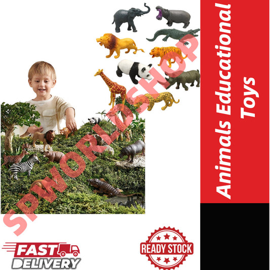 【READY STOCK】Mainan Haiwan Zoo | Big Rubber Animal Toys for Kids | 大号动物园橡胶玩具 | Educational Learning Toys | Mainan Budak