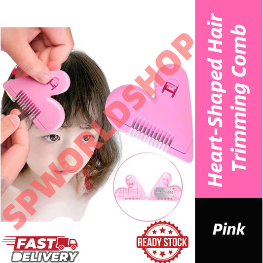 【READY STOCK】Heart-Shaped Hair Trimming Comb | Multi-Function Hair Cutter Comb | DIY Hair Cutting & Styling Tool 爱心削发梳子