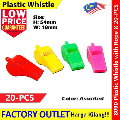 【20-PCS】 Plastic Whistle PVC with Rope Wisel Pengadil #Wisel #Whistle #口哨 #哨子 #8090