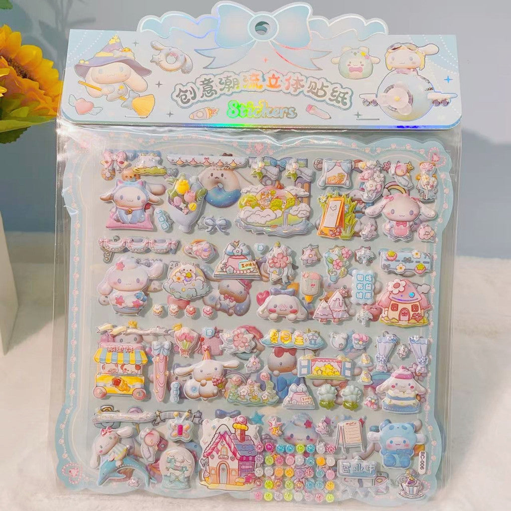 2 Sheets Sanrio Cartoon Stickers | 3D Puffy Decal for Kids & Students | DIY Journal Decoration | Pelekat 3D Kartun Sanrio 三丽鸥立体贴纸 儿童奖励 礼物