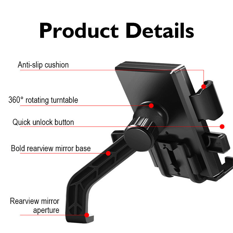 READY STOCK‼️ Motorcycle Phone Holder | 360° Rotation | Side Mirror & Handlebar Mount | 摩托车手机支架 | 360° 旋转 |