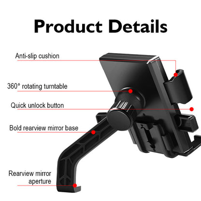 READY STOCK‼️ Motorcycle Phone Holder | 360° Rotation | Side Mirror & Handlebar Mount | 摩托车手机支架 | 360° 旋转 |