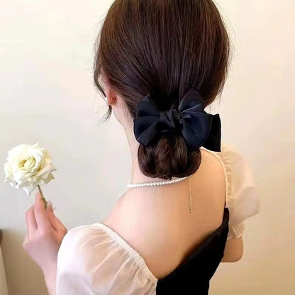 Retro Pearl Camellia Bow Hair Clips Fashion Metal Shark Clips Elegant Ponytail Headwear Hair Accessories-CSW1021
