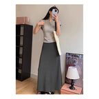 【READY STOCK】Maternity Skirt | Summer Thin Belly Support Midi Skirt | Stylish Slim Fit Pregnancy Skirt Y325 孕妇半身裙