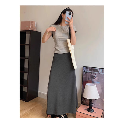 【READY STOCK】Maternity Skirt | Summer Thin Belly Support Midi Skirt | Stylish Slim Fit Pregnancy Skirt Y325 孕妇半身裙