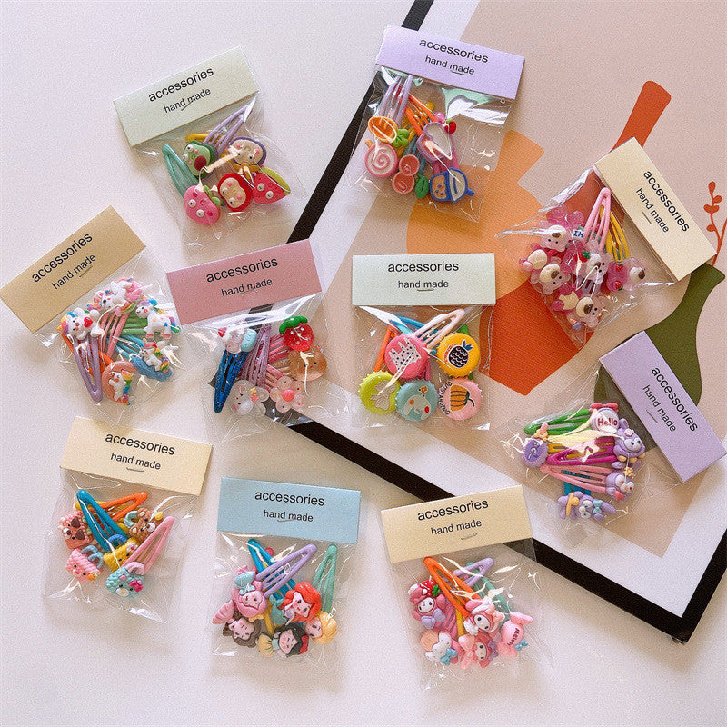 5Pcs/Set Cartoon Hairpins For Baby Girls Cute Flower Hair Clips Animal Mini Hairclips Kids-CSW1015