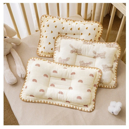 100% Cotton Baby Sleeping Pillow 3-6 Months Soft Muslin and Breathable Baby Pillow 3D Pillow For Newborn Baby-2434