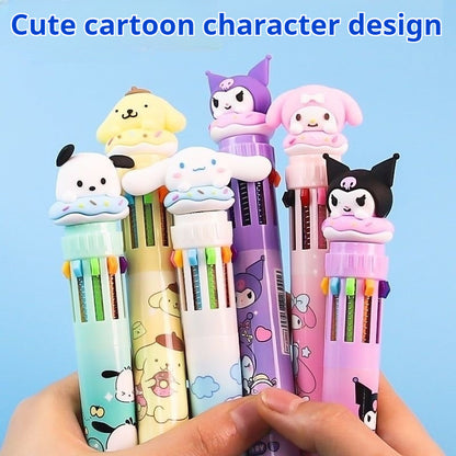 【READY STOCK】 Cute Cartoon Ballpoint Pen | Press Type Black & Blue Ink Gel Pen | Kawaii Stationery for Students 可爱卡通圆珠笔