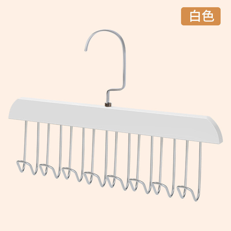 Multipurpose 1pc 8-Hook Wooden Hanging Rack For Bras, Scarves, Ties Storage, Dormitory Clothes Drying Rack-A972