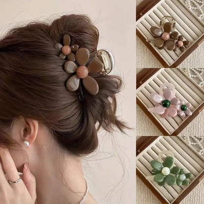 Sweet Jelly-Colored Floral Hair Claw | Stylish & Versatile Shark Clip for Women | Perfect for  Updos - ZJ082 时尚百搭女士鲨鱼夹
