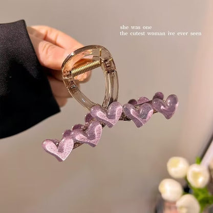 Vintage Jelly Love Scratch Clip | Large Heart-Shaped Crab Hair Claw | Fashionable  Headdress for Women - ZJ048 复古果冻爱心发夹