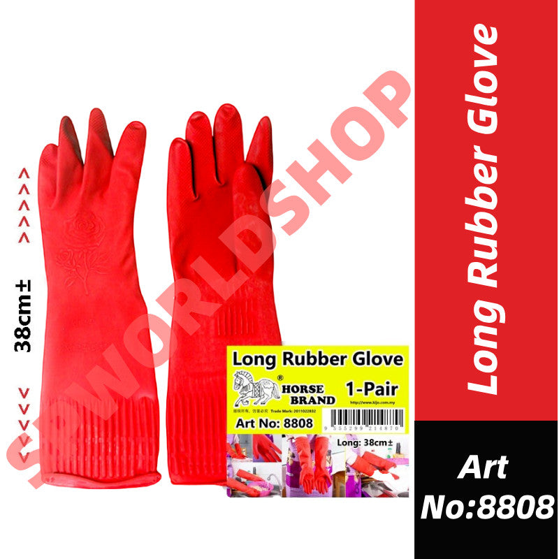 38cm Long Rubber Glove #8808 #L-Size #Rubber #Glove #Kitchen #Washing #Long-Arm #Rose #Korea #Red