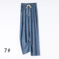 【FreeSize】Versatile Thin High-Waist Ice Silk Denim Straight-Leg Cool Pants Wide-Leg Loose Casual Pants J001