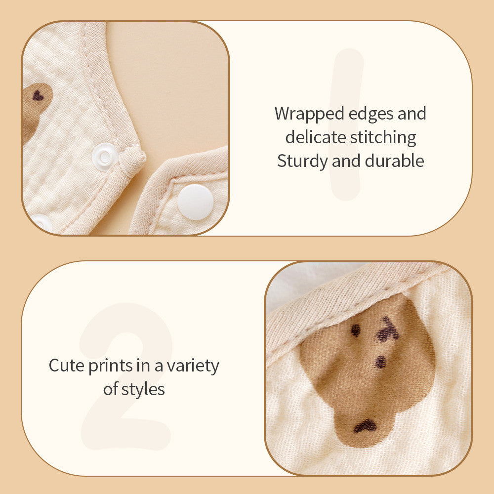 PURE COMFORT | 360° 旋转云感：绉布针织防水护颈围嘴 Baby Crepe & Knitted Bib · 360° Seamless Protection