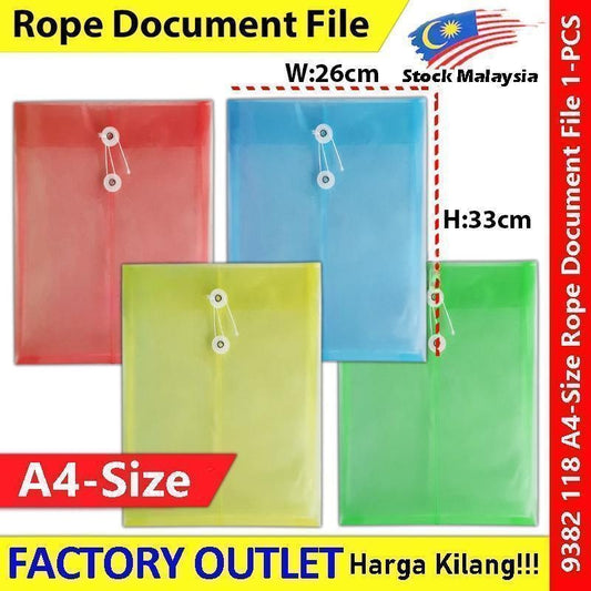 KIJO A4 Size Envelope File / Rope Document File / Fail Tali / Transparent Waterproof Pocket File #A4透明信封文件袋 #绳子文件袋 #9382