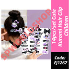 14Pcs/set Kawaii Cute Kuromi Stretch Bow Hair Clip For Kids Side Bangs Clip Headdress-FJ1267