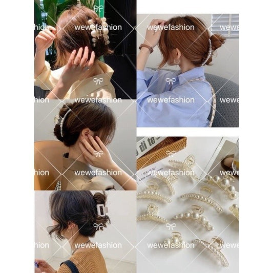 READY STOCK!!!Korean Pearl Hair Clip Hair Pin Hair Accessories Hairpin Hairclip 900 韩国网红ins珍珠发夹抓夹头发夹子后脑勺鲨鱼夹日系边夹发抓