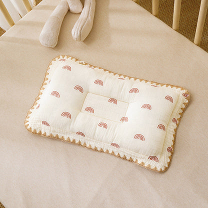 100% Cotton Baby Sleeping Pillow 3-6 Months Soft Muslin and Breathable Baby Pillow 3D Pillow For Newborn Baby-2434