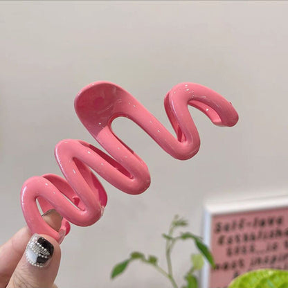 READY STOCK!!! INS Cream Dopamine Wavy Line Hair Clip | Women's Back of Head Shark Clip |  ZJ006 INS风多巴胺波浪线发夹