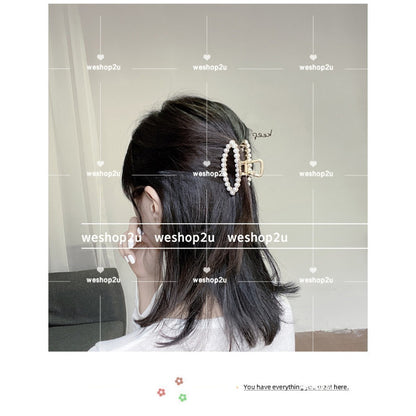 READY STOCK!!!Korean Pearl Hair Clip Hair Pin Hair Accessories Hairpin Hairclip 900 韩国网红ins珍珠发夹抓夹头发夹子后脑勺鲨鱼夹日系边夹发抓