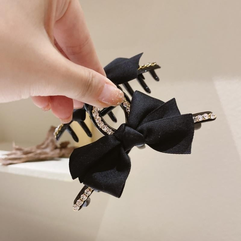 Elegant Rhinestone Fairy Bow Hair Clips Hair Claws Temperament Shark Clip Clamp Hairpin CSW1020