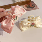 Pink Flower Hair Clip Bowknot Hairpin Ponytail Holder Cute Hairpin Hair Accessories-CSW58