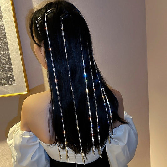 Trendy Rhinestone Tassel Hair Accessories | Elegant Princess Headwear for Women & Girls - MNC1 女士公主风优雅头饰 时尚水钻流苏发饰