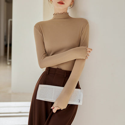 【READY STOCK】Women High Neck Inner Shirt | Long Sleeve Muslimah Top | Baju Perempuan Leher Tinggi | 高领长袖内搭上衣 E516