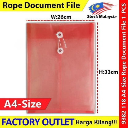 KIJO A4 Size Envelope File / Rope Document File / Fail Tali / Transparent Waterproof Pocket File #A4透明信封文件袋 #绳子文件袋 #9382