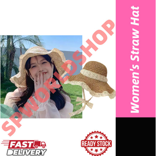【READY STOCK】Straw Sun Hat | Pastoral Beach Wide Brim Hat UV Protection Cap | Topi Jerami Wanita Pantai |防晒出游草帽
