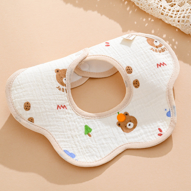 PURE COMFORT | 360° 旋转云感：绉布针织防水护颈围嘴 Baby Crepe & Knitted Bib · 360° Seamless Protection