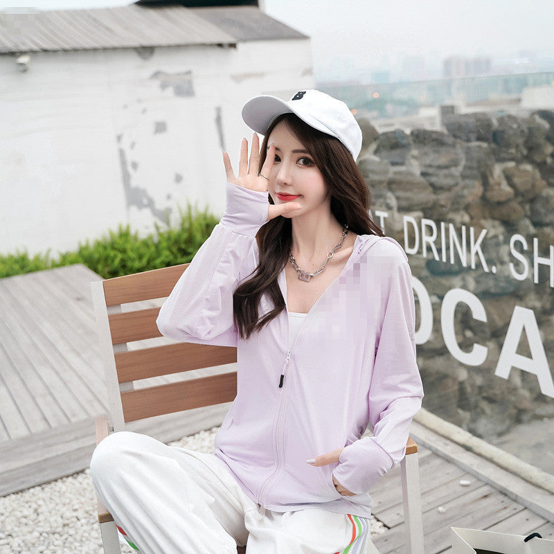 [READY STOCK] Anti-UV Ice Silk Sun Protection Shirt | Cooling Sunblock Hoodie | Long Sleeve Lightweight Jacket 防晒冰丝外套