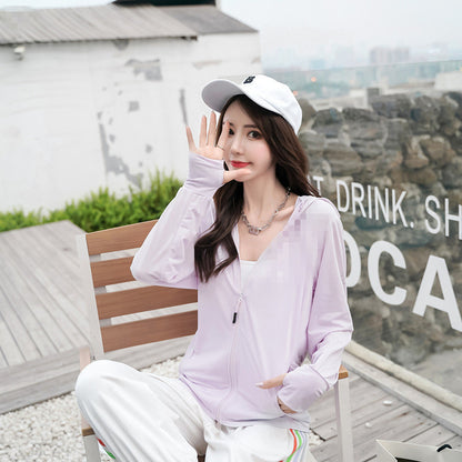 [READY STOCK] Anti-UV Ice Silk Sun Protection Shirt | Cooling Sunblock Hoodie | Long Sleeve Lightweight Jacket 防晒冰丝外套