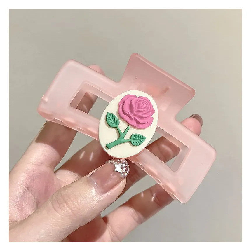 Pink Flower Hair Clip Bowknot Hairpin Ponytail Holder Cute Hairpin Hair Accessories-CSW58